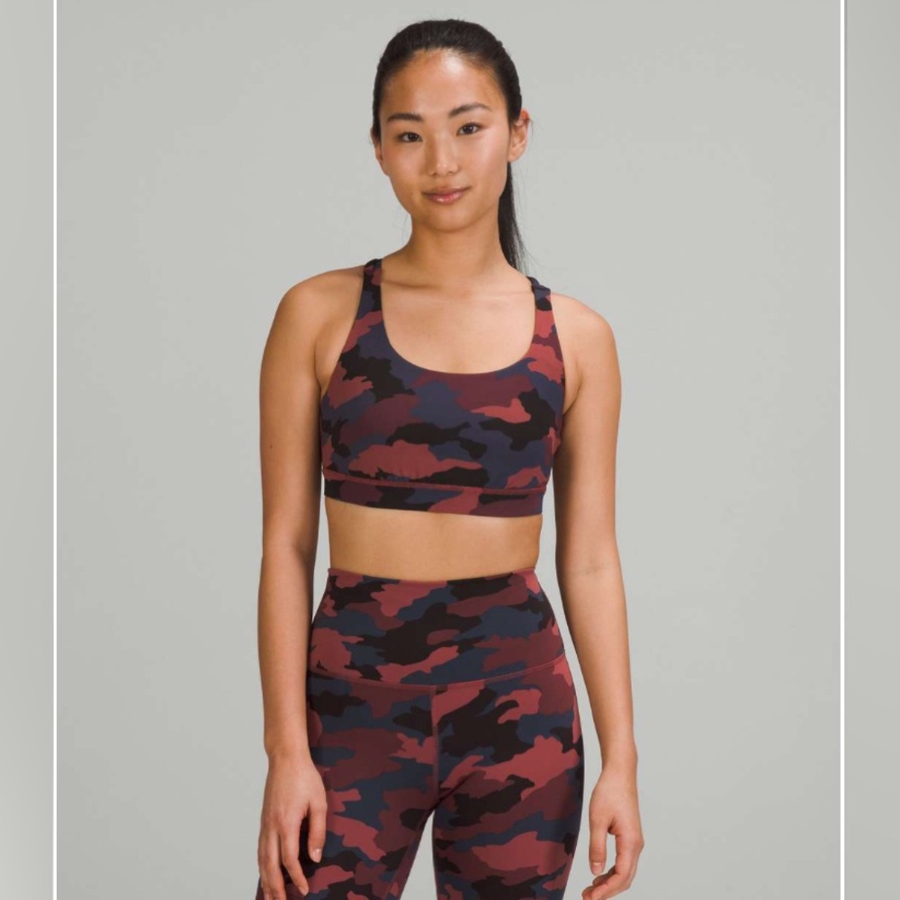 Lululemon Energy Bra *Medium Support Heritage 365 Camo Smoky Red Night Sea Multi